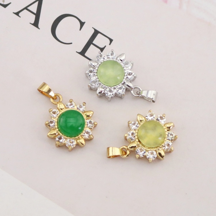 Dainty Round Jade Pendant  with Iced Out Design Versatile Jewelry Charm for Everyday Wear