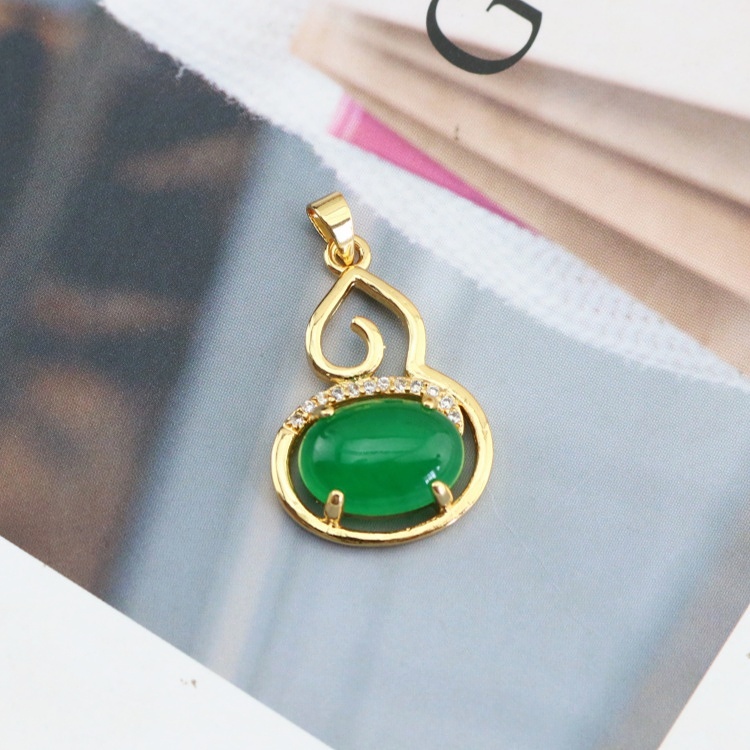 Auspicious Natural Green Jade Stone Hulu Pendant Jadeite Gourd Good Luck Feng Shui Jewelry